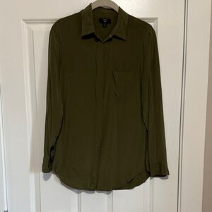 J. Crew olive green silk button down